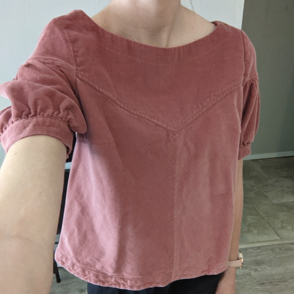 FREE PEOPLE Courdoroy Cotton Crop Top Blouse Shirt Size Small